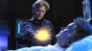 Sam healing with a ribbon device