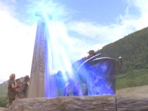 The teleportation pillar when it's active
