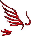 Side view of a stylized bird in flight